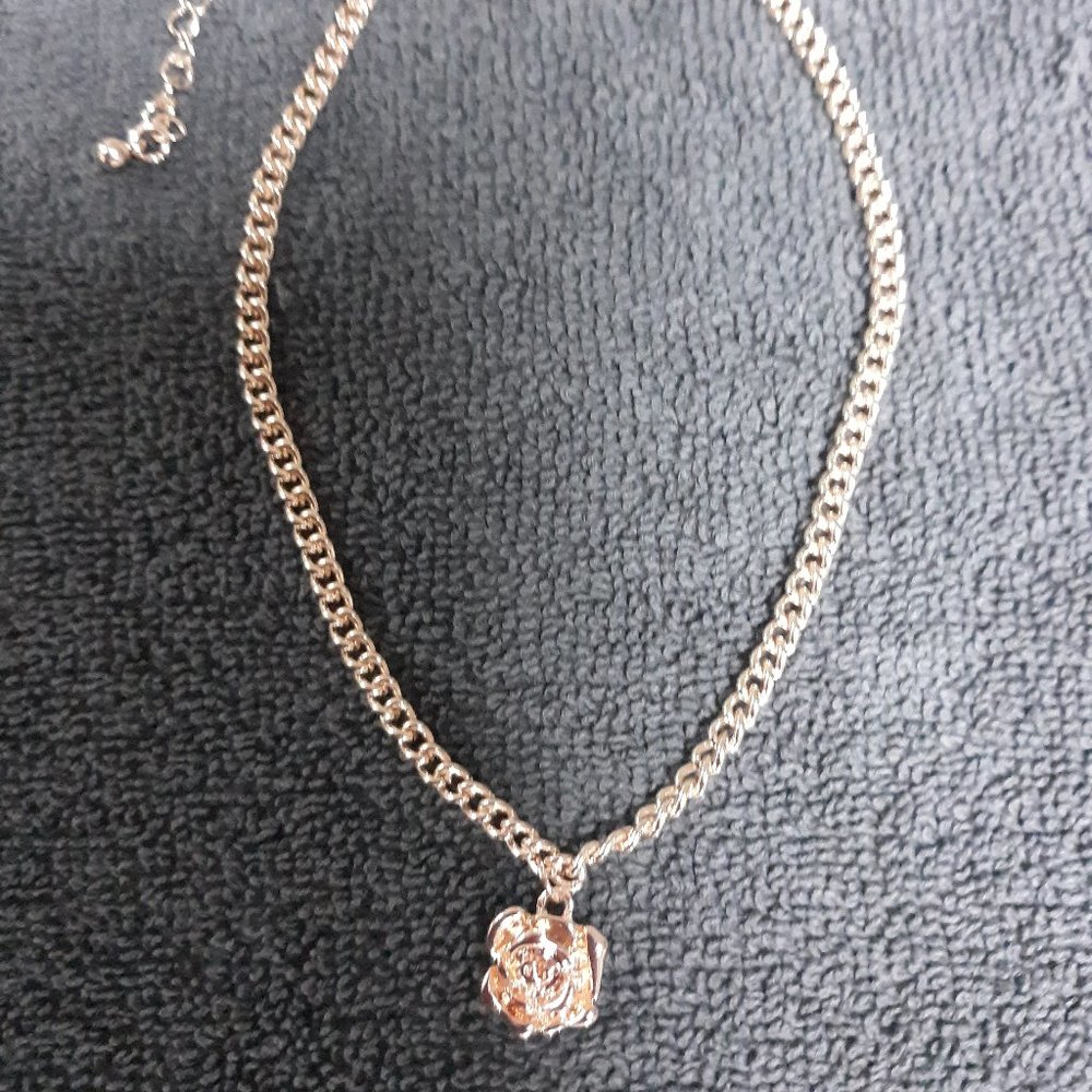 Rose Gold Colored Choker with Rose Charm